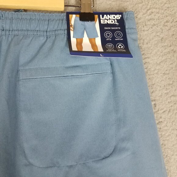 NEW Lands' End Swim Shorts Adult Large Blue UPF 50 Lined Hybrid Beach Summer Men - Picture 11 of 14